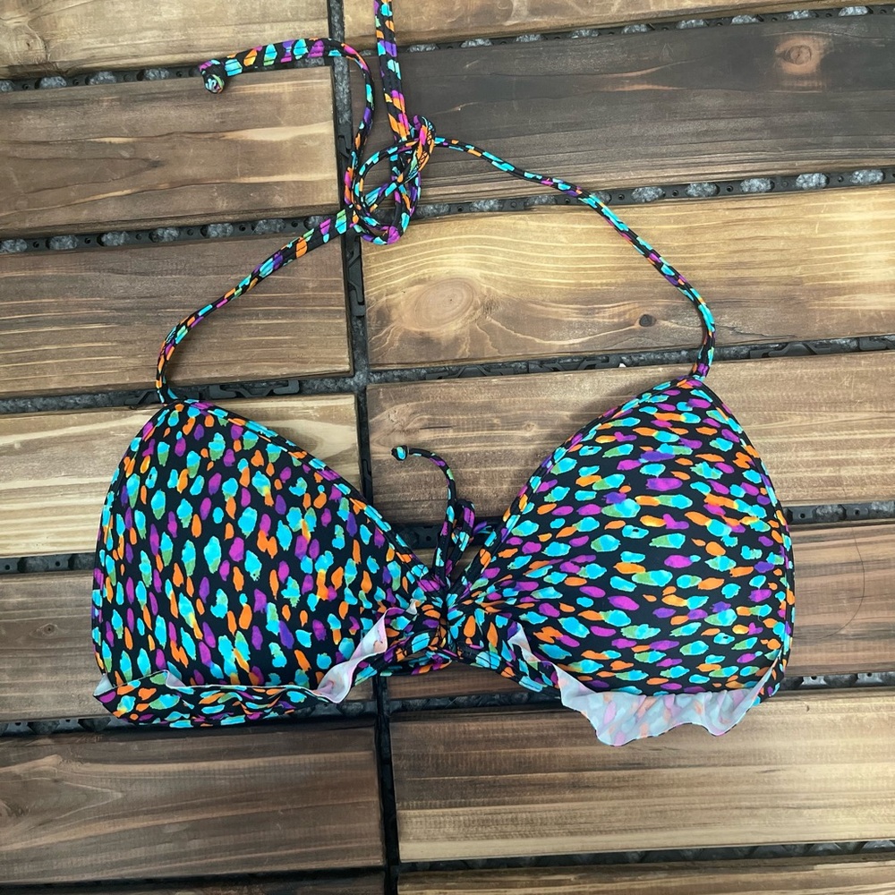 Eidon Colorful Patterned Bikini Top Size Small
